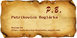 Petrikovics Boglárka névjegykártya