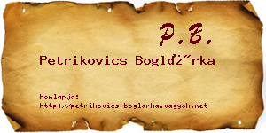 Petrikovics Boglárka névjegykártya